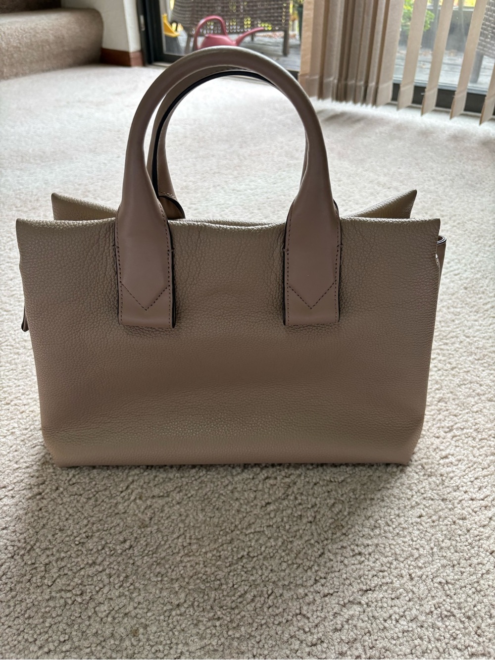 MK Beige Pebbled Leather Tote Handbag - Women's Shoulder/Crossbody Bag